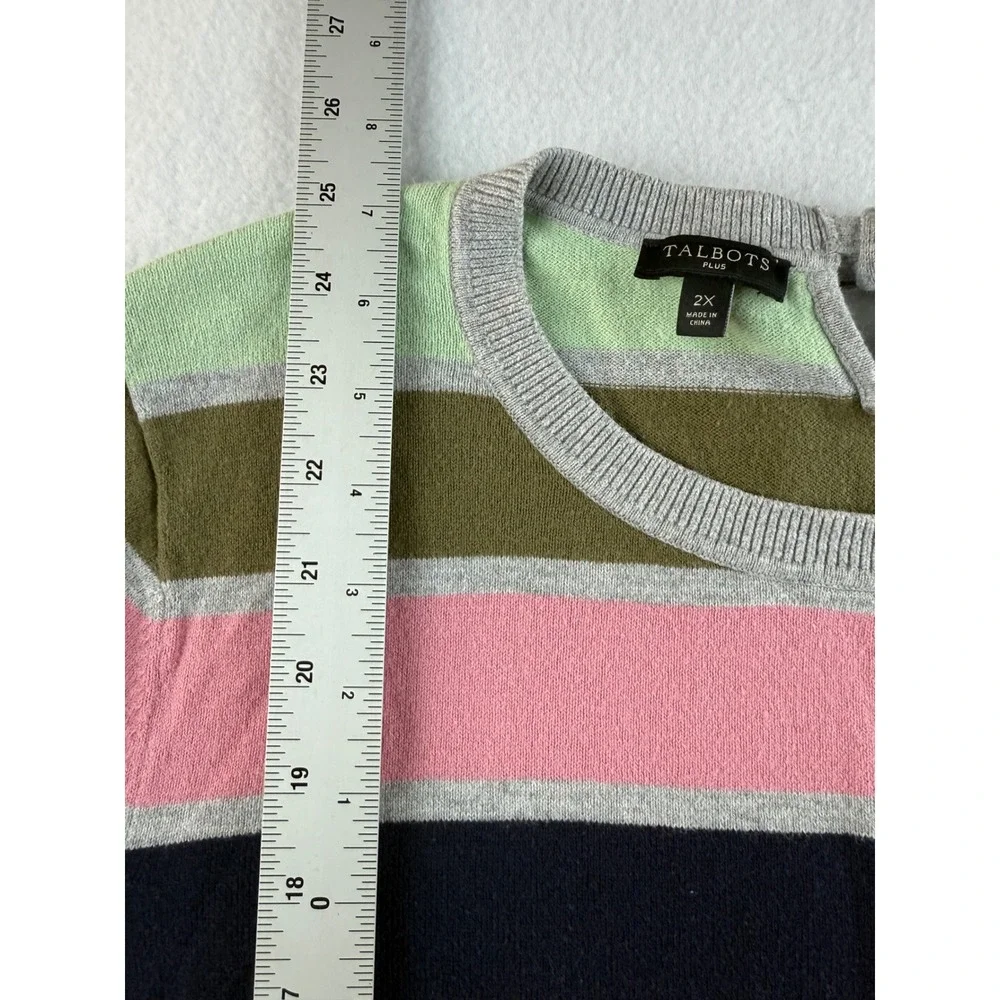 Talbots Striped Sweater Colorful Knit Long‎ Sleeve Crew Neck Classic Womens